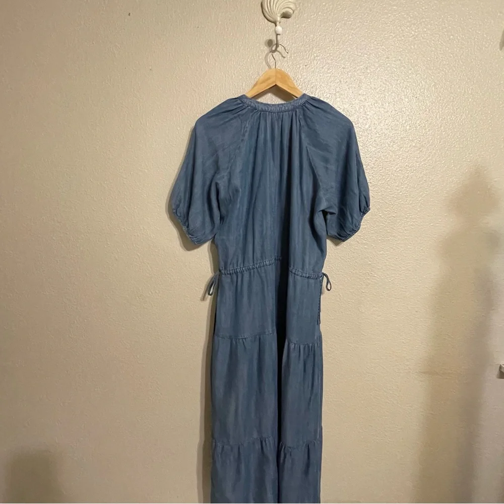 CASSIE CALVA chambray denim DRESS Midi‎ Blue Dress M - Picture 6 of 12